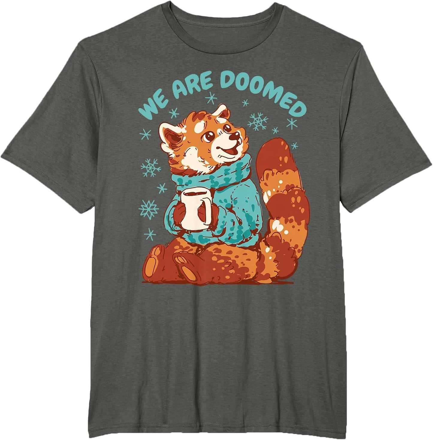 Funny Red Panda We are Doomed Cozy Sarcastic Retro Comic