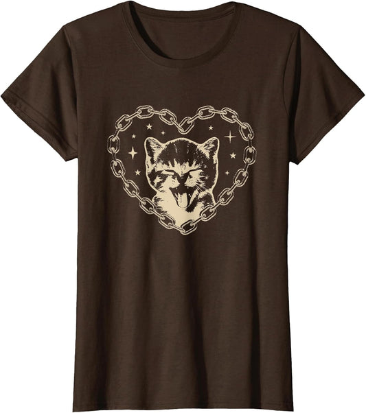 Cute Y2K Cat Heart Emo Goth 90s 2000s Vintage Graphic