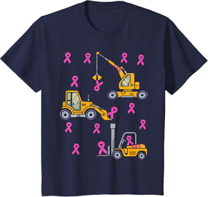 Kids Pink Ribbon Breast Cancer Awareness Construction Toddler Boy