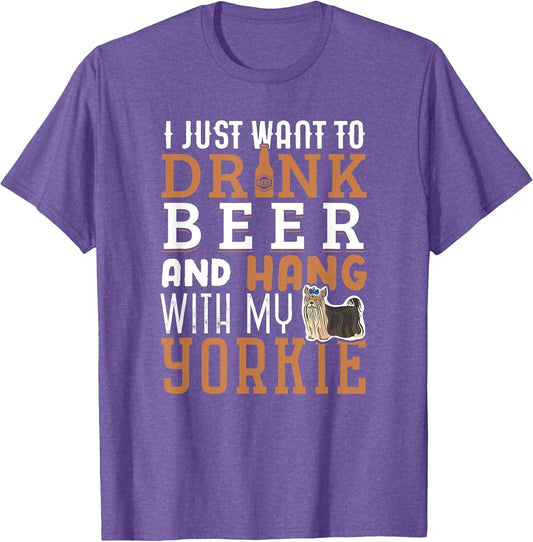 Yorkie Dad Shirt Funny Yorkshire Terrier Dog Lover Beer