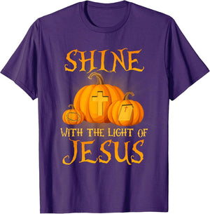 Shine with The Light of Jesus Christian Halloween Pumpkin