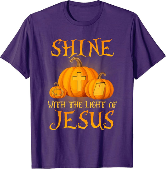Shine with The Light of Jesus Christian Halloween Pumpkin