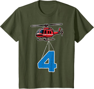 Kids 4th Birthday Helicopter 4 Four Year Old Bday Party Boys Kids
