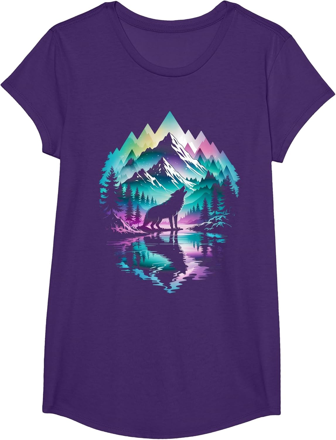 Wolf Forest Moon Vintage Cosmic Howling Wolf Lover Graphic