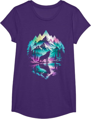 Wolf Forest Moon Vintage Cosmic Howling Wolf Lover Graphic