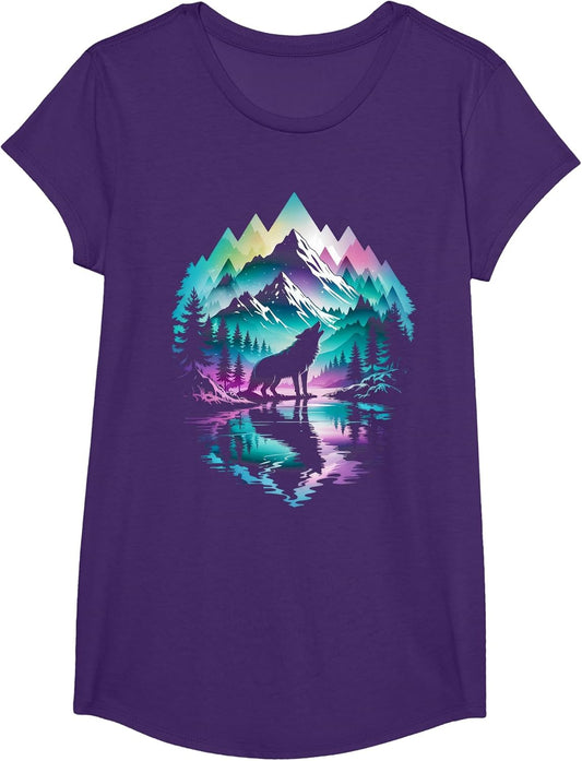 Wolf Forest Moon Vintage Cosmic Howling Wolf Lover Graphic