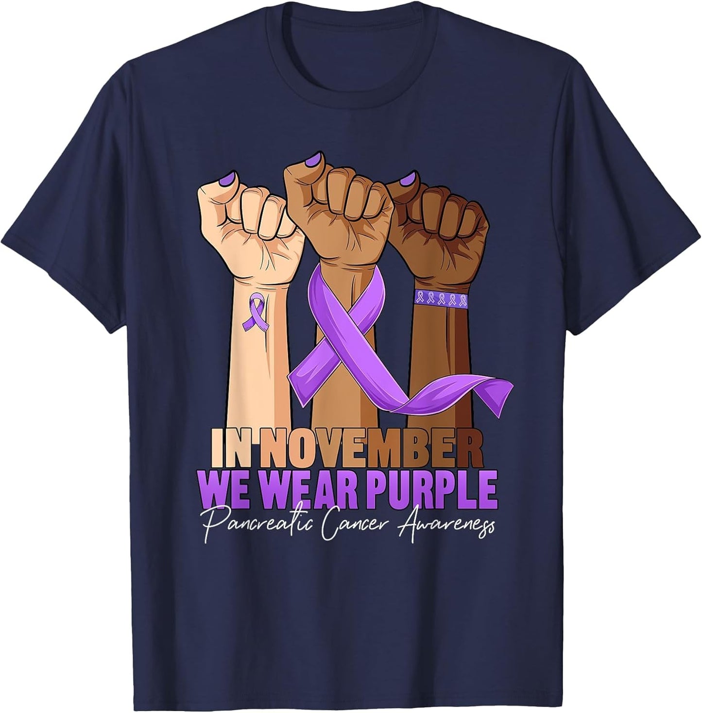 Hand November Wear Purple Ribbon Pancreatic Cancer Awareness
