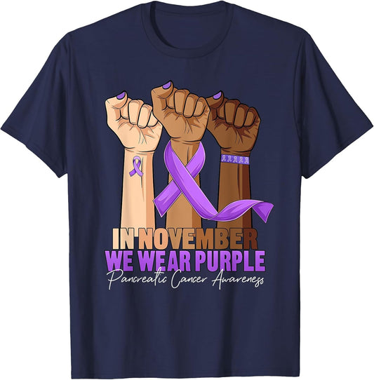 Hand November Wear Purple Ribbon Pancreatic Cancer Awareness