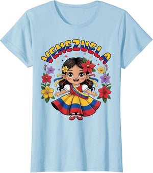 Cute Venezuela Girl Traditional Dress Colorful Art Kids