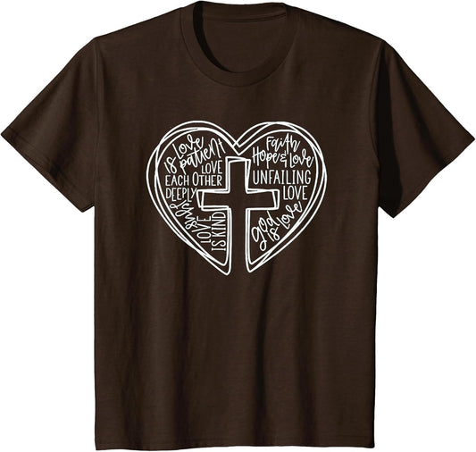 Easter Christian Heart Shirt Jesus is Love Word Heart Cross