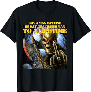 Buy A Man Eat Fish Wrong Funny Hard Skeleton Meme