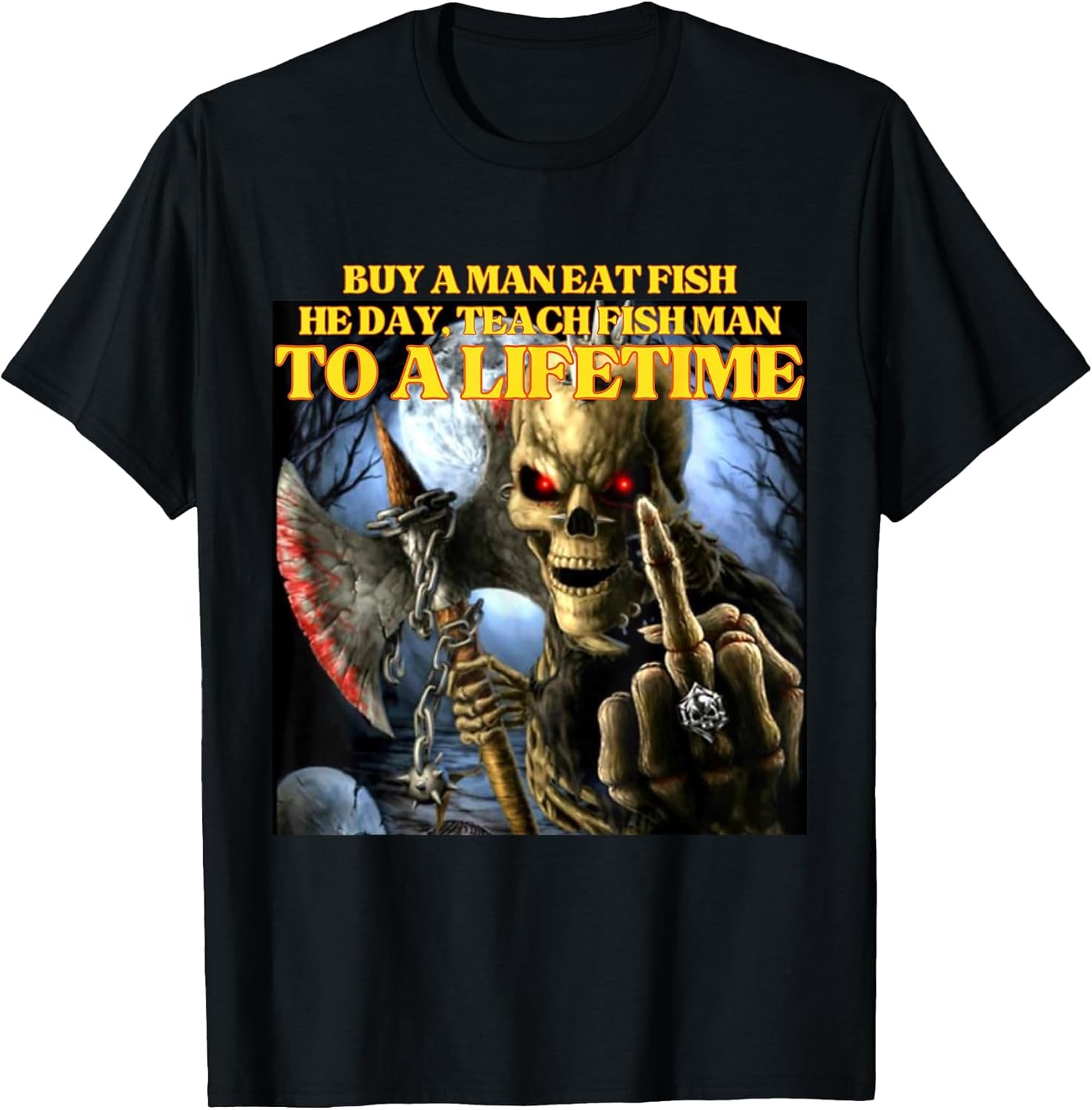 Buy A Man Eat Fish Wrong Funny Hard Skeleton Meme