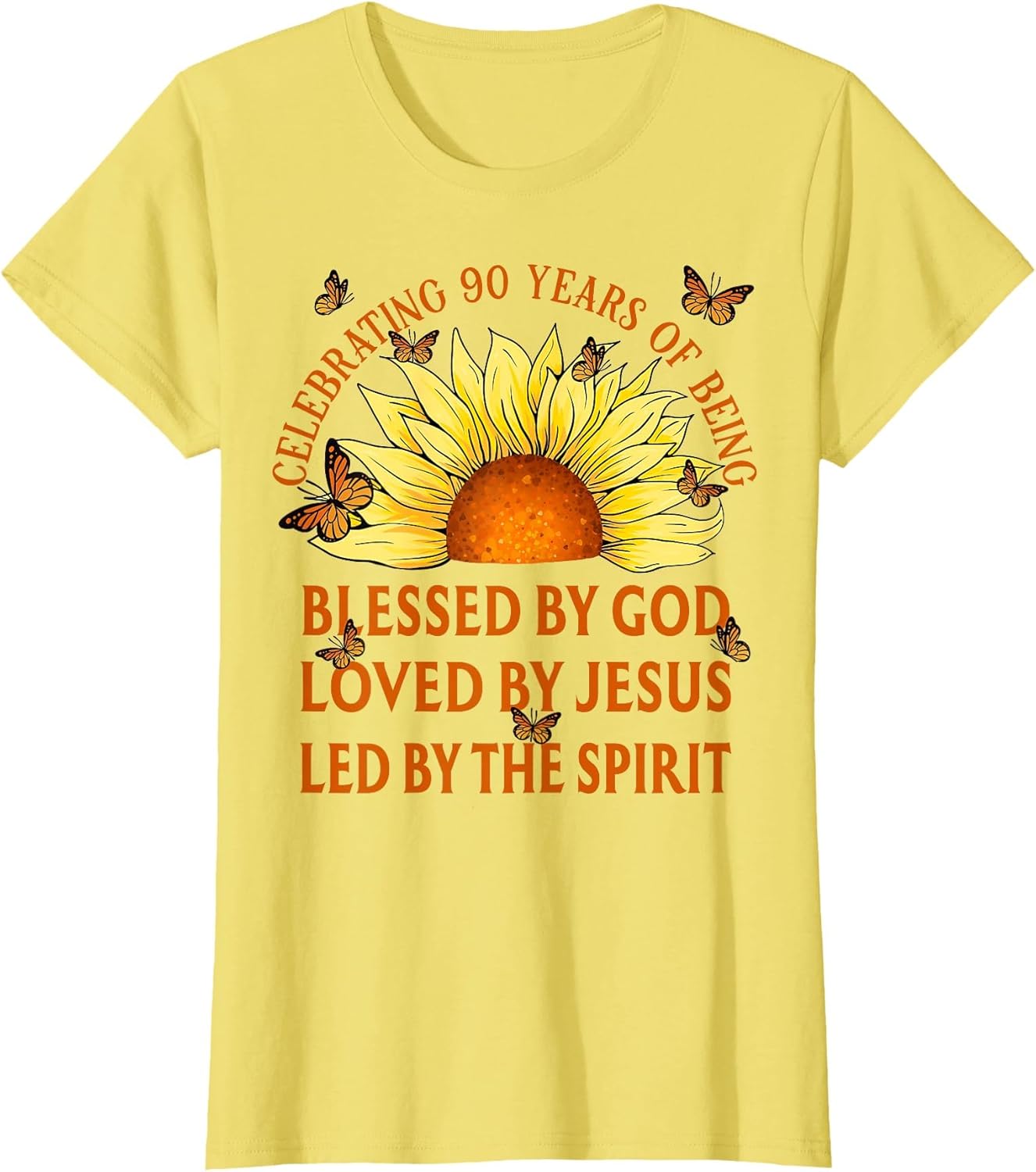 Blessed by God for 90 Years Yellow Sunflower Christian