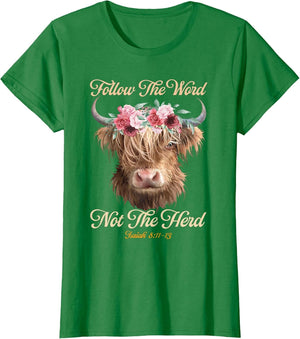 Follow The Word Not The Herd Christian Western Highland Cow