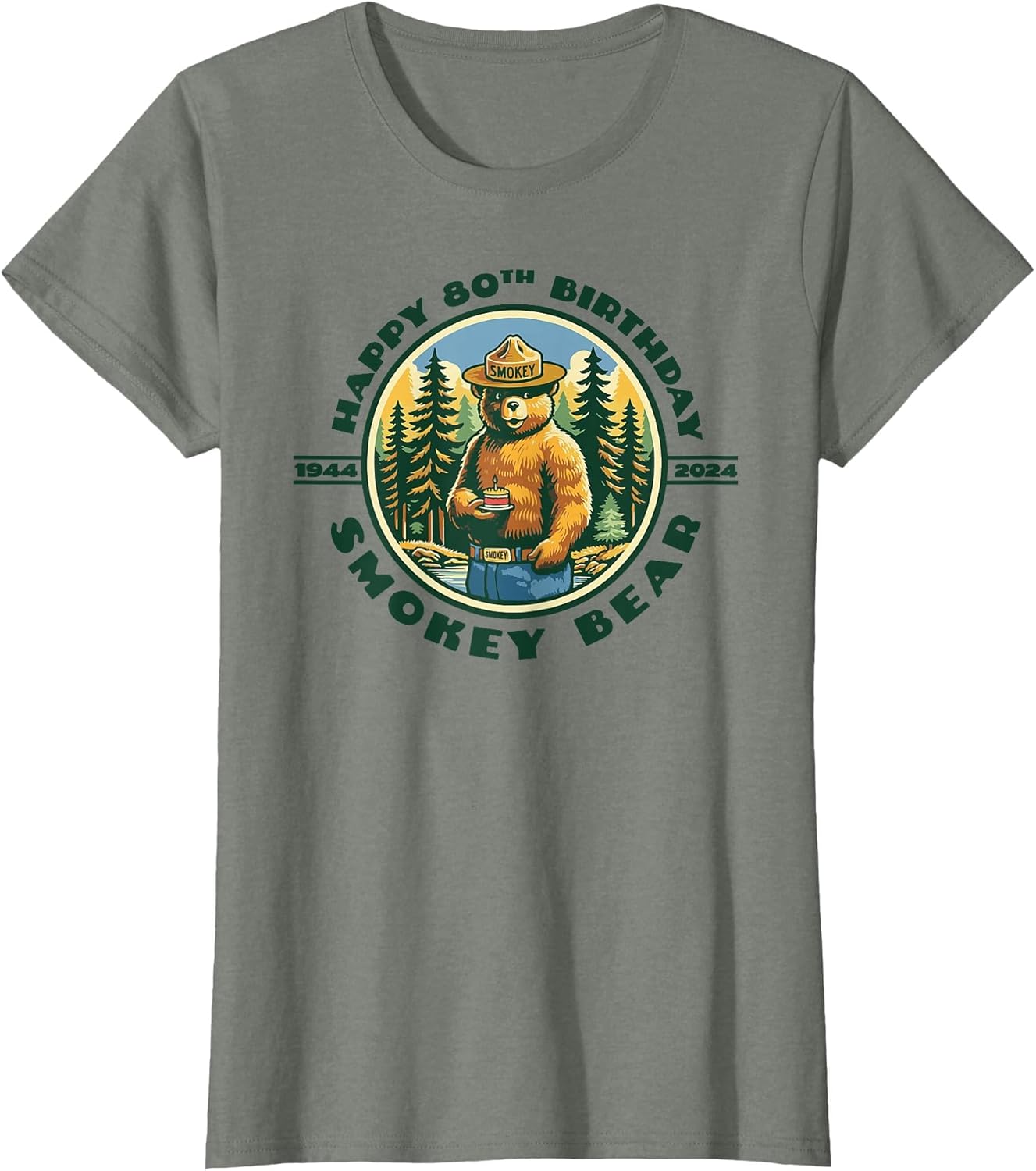 Happy 80th Birthday Smokey Bear 1944-2024 Retro Cupcake
