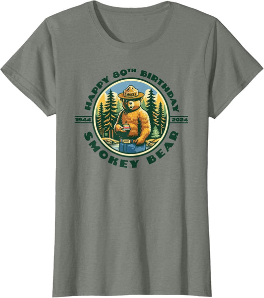 Happy 80th Birthday Smokey Bear 1944-2024 Retro Cupcake