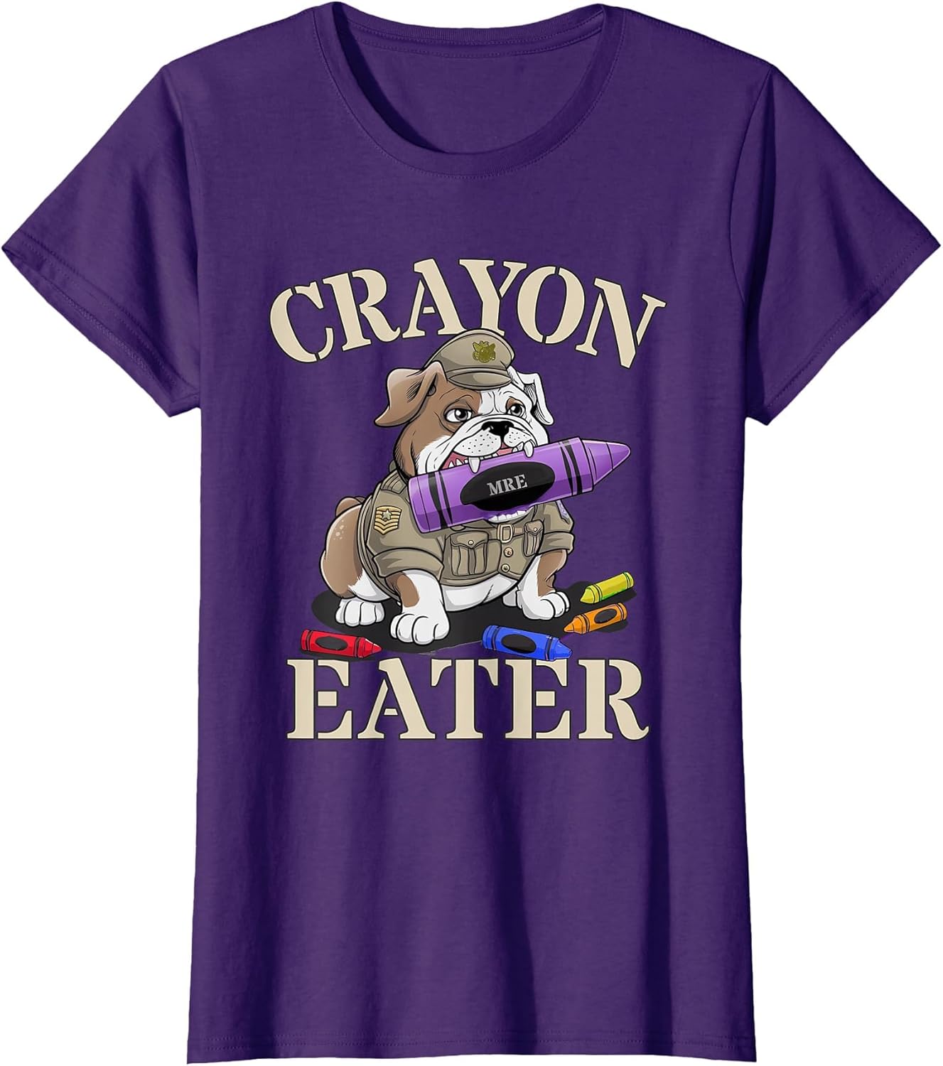 Kawaii Crayon Eater Bulldog Soldier School Boot Camp Humor