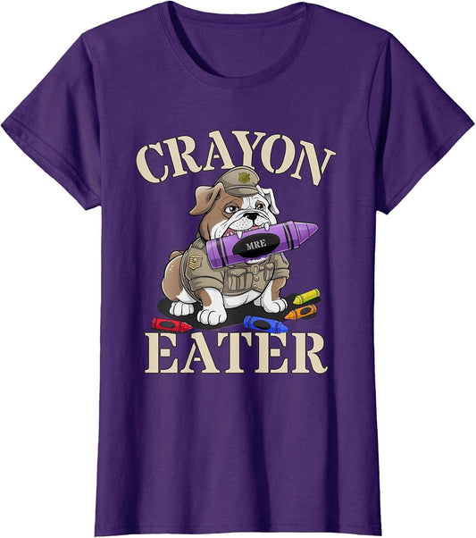 Kawaii Crayon Eater Bulldog Soldier School Boot Camp Humor