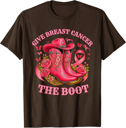 Give Breast Cancer The Boot Cowgirl Pink Ribbon Awareness