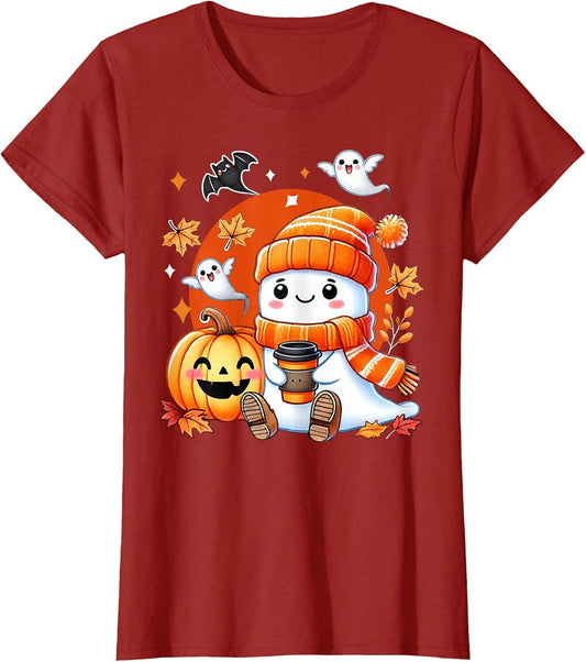 Spooky Cute Ghost Pumpkin Coffee Halloween Girls Fall Vibes