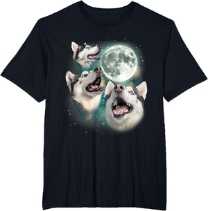 Three Siberian Huskys | 3 Arctic Dogs Howling Under The Moon