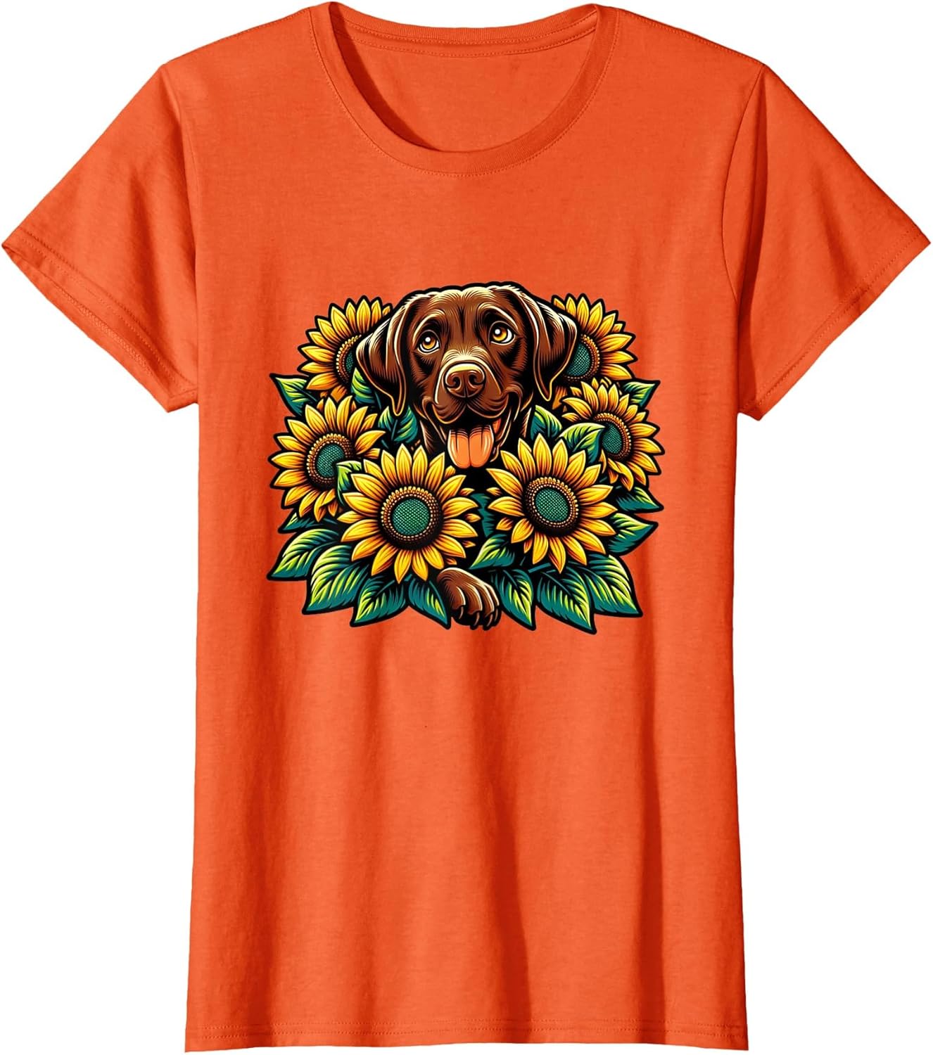 Happy Brown Labrador Retriever Chocolate Lab Mom Sunflower