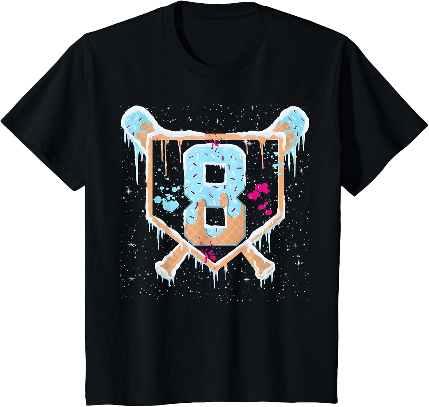 Baseball 8 Year Old Ice Cream Drip 8th Birthday Boy Number 8