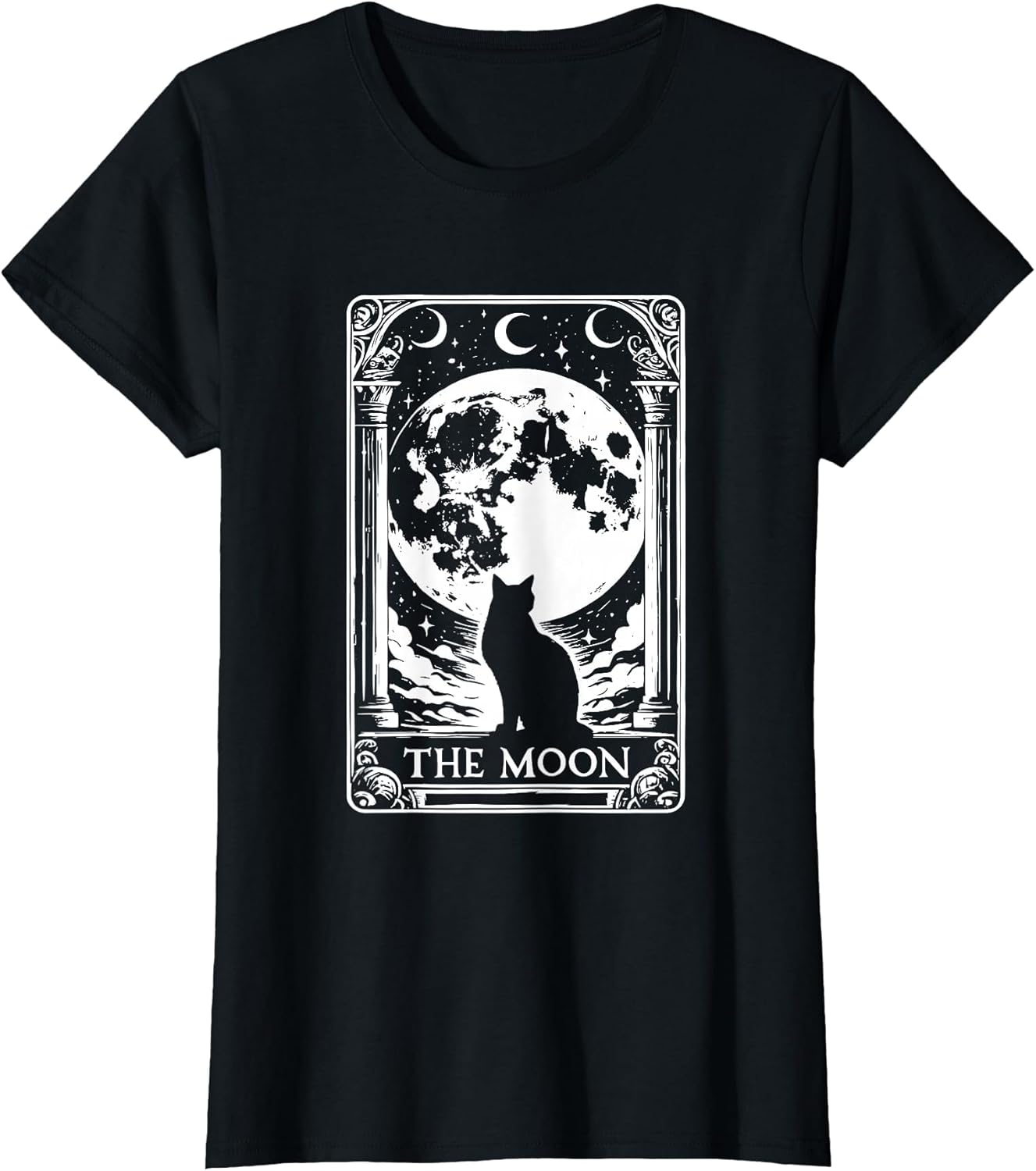 Witchy Cat Vintage Halloween Gothic The Moon Tarot Card