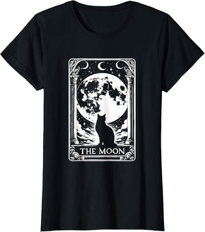 Witchy Cat Vintage Halloween Gothic The Moon Tarot Card