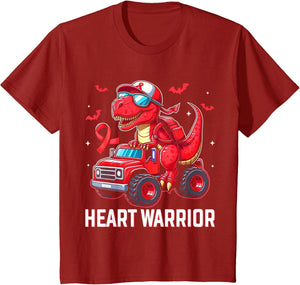 Dino Trex Boys Toddler Heart Warrior Heart Disease Awareness