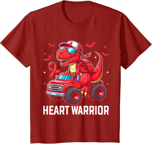Dino Trex Boys Toddler Heart Warrior Heart Disease Awareness