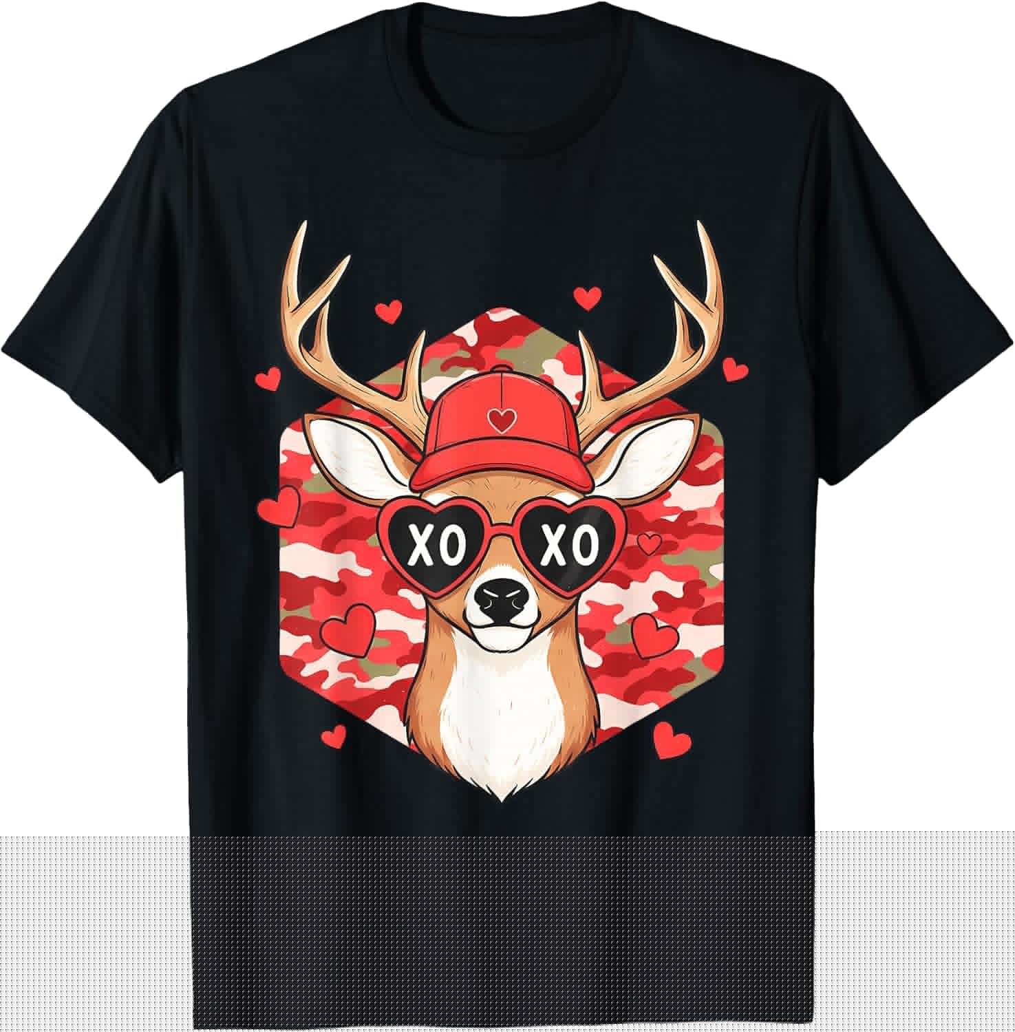 Retro Hunting Deer Camo Valentines Day Women Kids