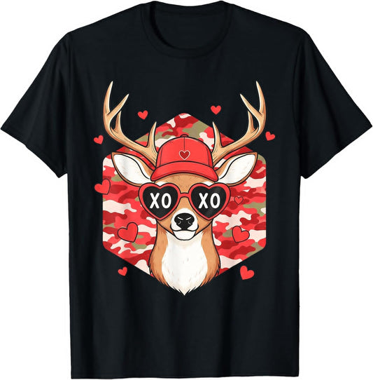 Retro Hunting Deer Camo Valentines Day Women Kids
