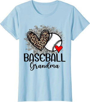 Baseball Grandma Funny Leopard Heart Proud Baseball Grandma