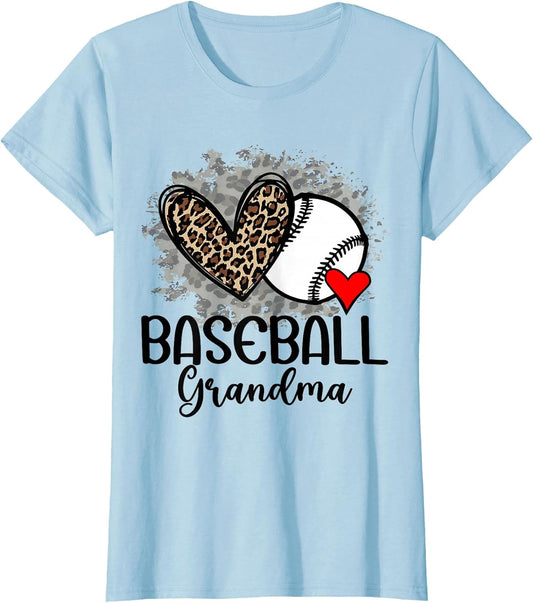 Baseball Grandma Funny Leopard Heart Proud Baseball Grandma