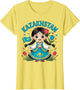 Cute Kazakh Girl in Traditional Blue Dress for Kids