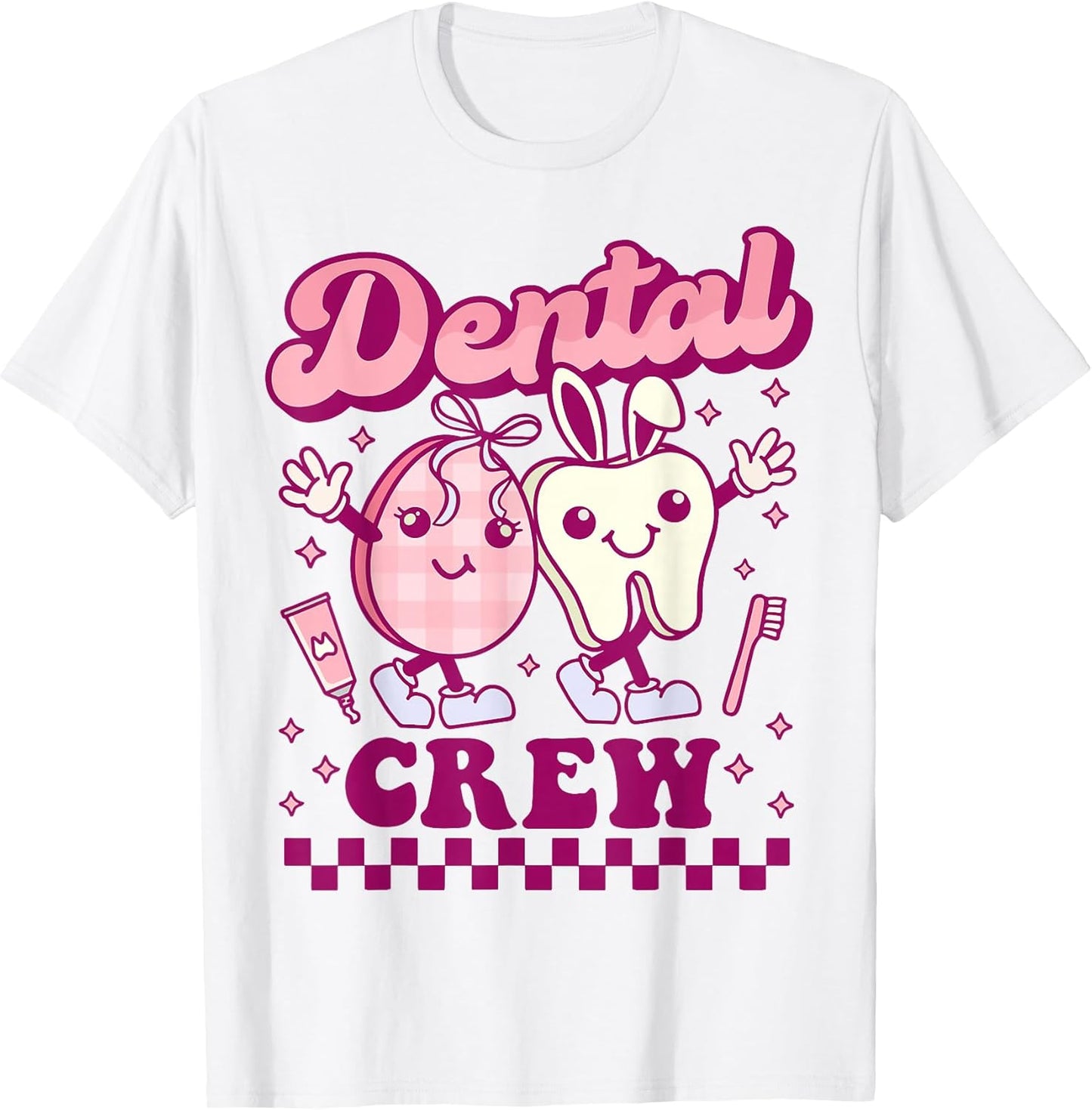 Dental Crew Easter Groovy Hygienist Dentist Bunny Tooth RDH
