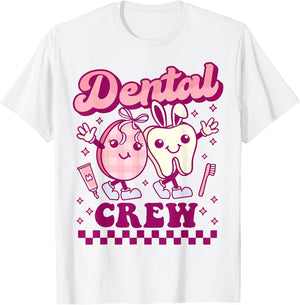 Dental Crew Easter Groovy Hygienist Dentist Bunny Tooth RDH