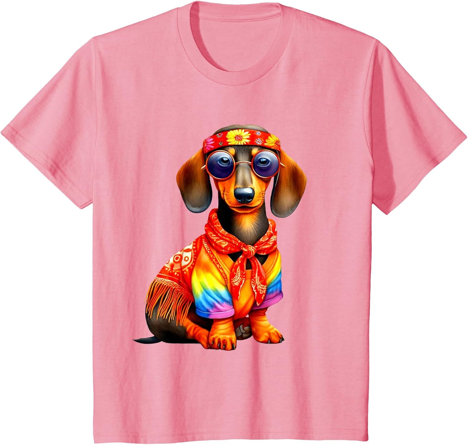 Dachshund Dressed Hippie Dog Lovers Hippie Art Design