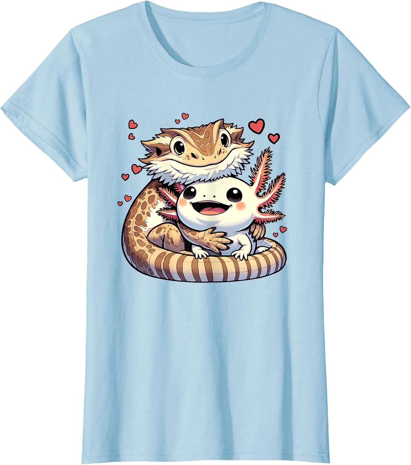 Pet Owner Reptile Keeper Cute Bearded Dragon Hugging Axolotl