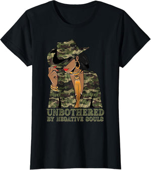 Unbothered Western Black Cowgirl Camo Camoflauge Afro Woman
