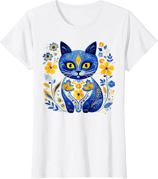 Ukraine Cat Floral Vintage Ukrainian Flag Vyshyvanka Style