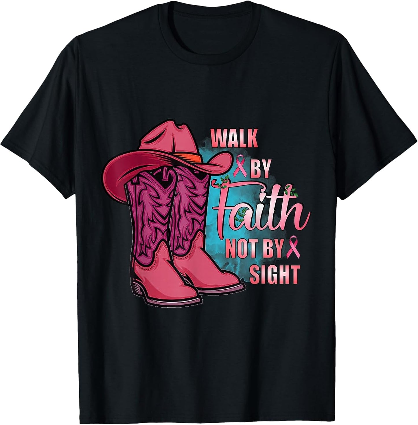Walk by Faith Not by Sight Awareness Breast Cancer Boot Pink