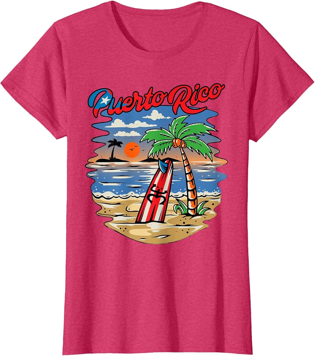 Puerto Rico Beach Puerto Rican Flag Retro Vintage 70s Sunset