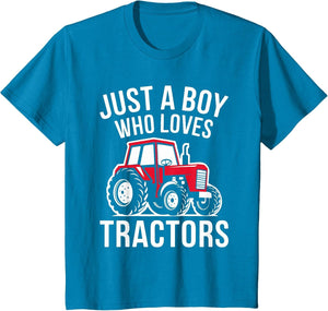 Kids Just A Boy Who Loves Tractors Shirt Kids Toddler Boy Tractor