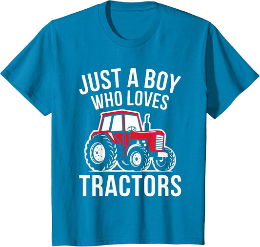 Kids Just A Boy Who Loves Tractors Shirt Kids Toddler Boy Tractor