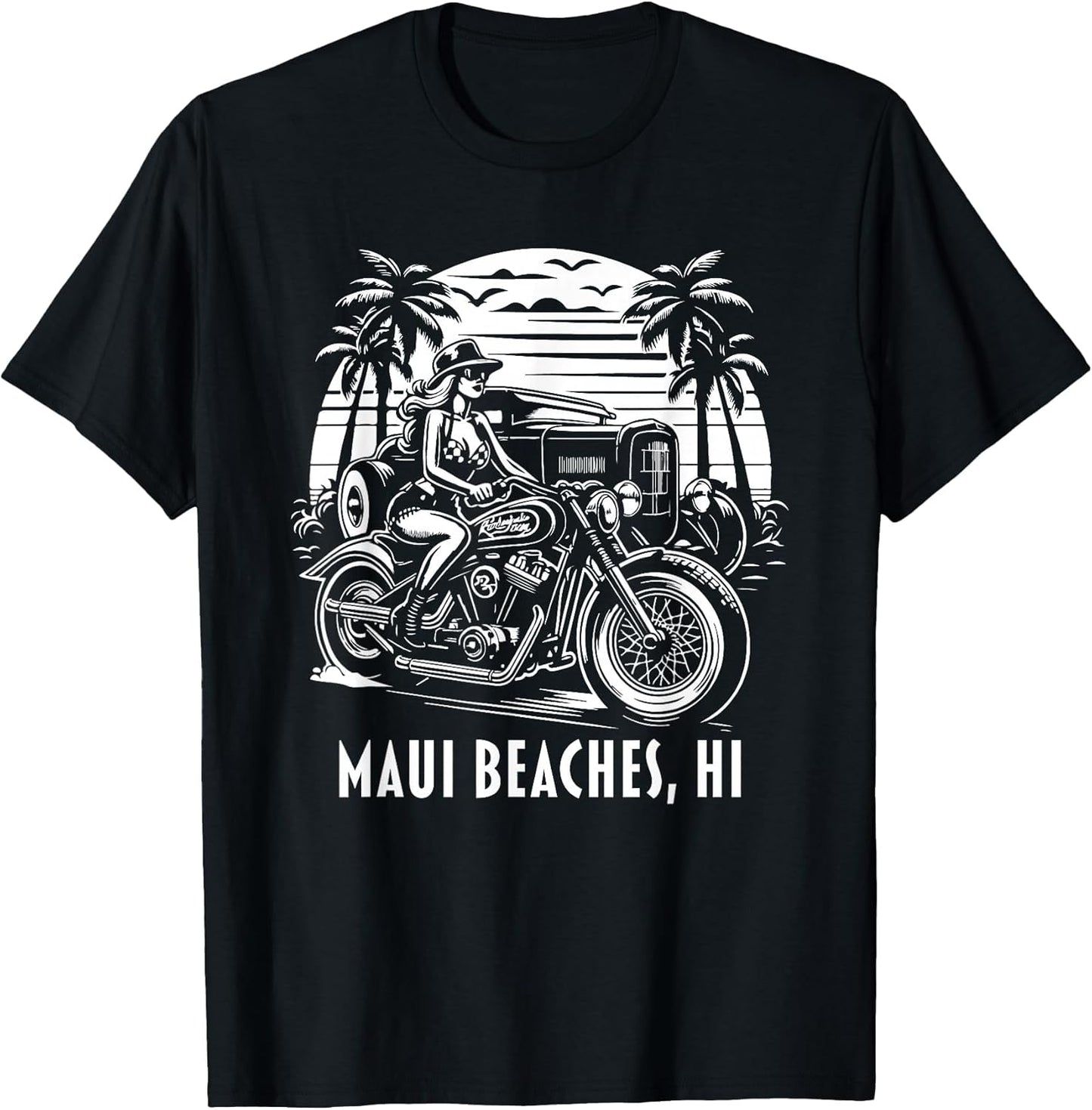 Maui Beaches Hawaii Motorcycle Hotrod Vintage Design