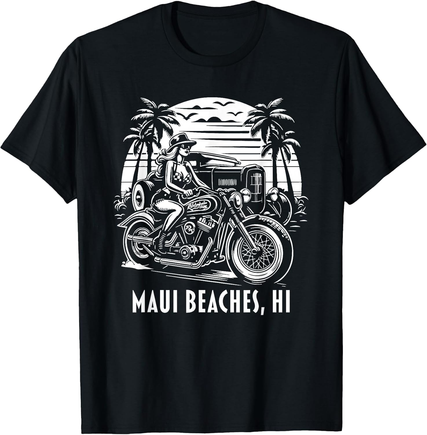 Maui Beaches Hawaii Motorcycle Hotrod Vintage Design