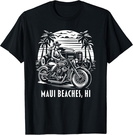 Maui Beaches Hawaii Motorcycle Hotrod Vintage Design