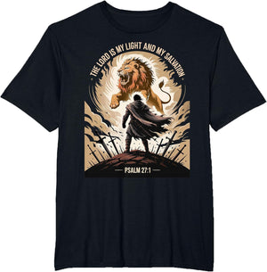 Christian Gothic Warrior Bible Verse Psalm 27:1 Lion Design